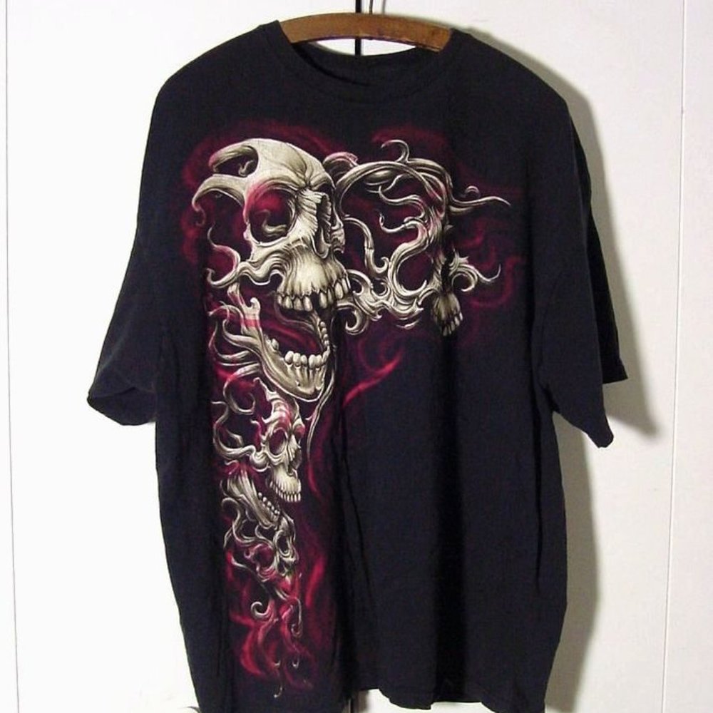 Vtg Custom Skulls T Shirt Sz 2XL